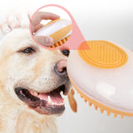 2-in-1 dog and cat bath brush with soft silicone bristles