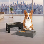 Adjustable large breed dog feeding station with two bowls
